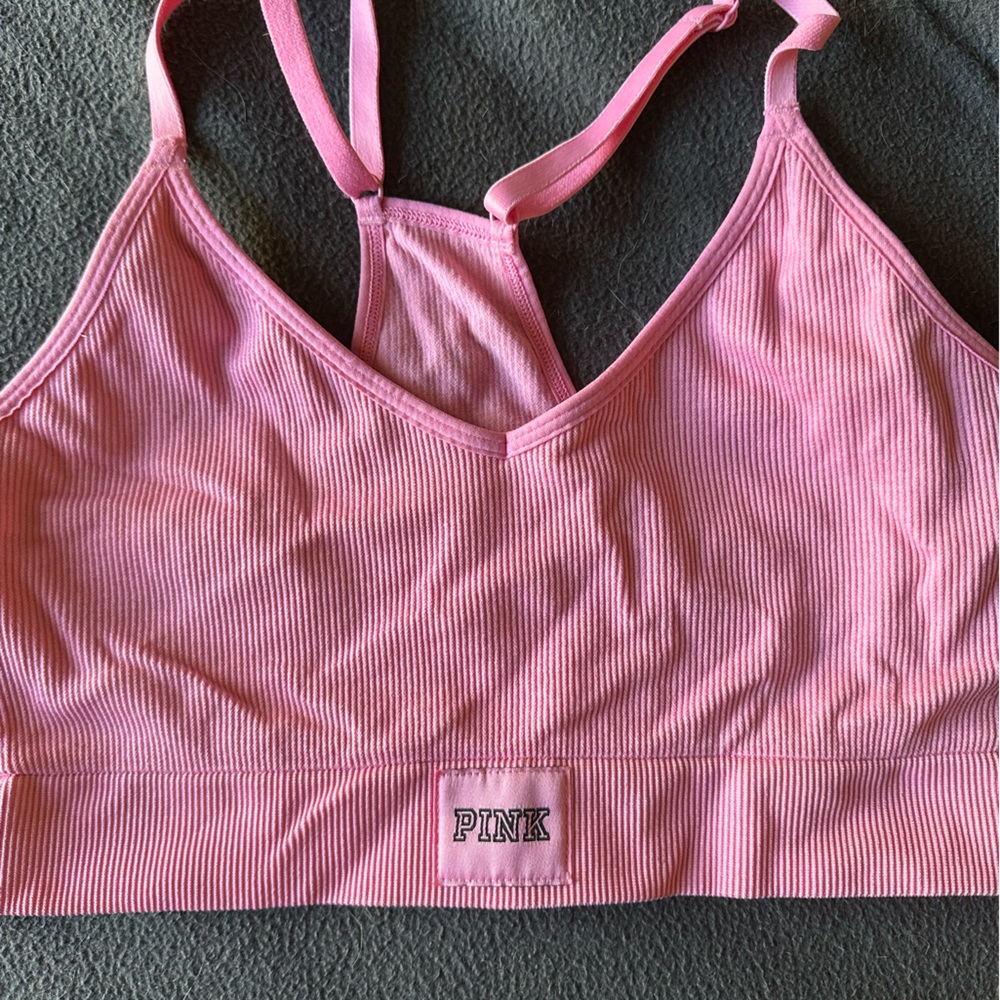 Pink Ribbed Victorias Secret Pink Active Sports Bra